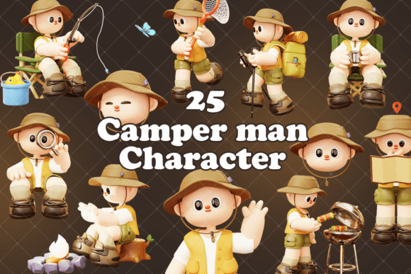 3D Camping Adventures, Camper Man Character Bundle