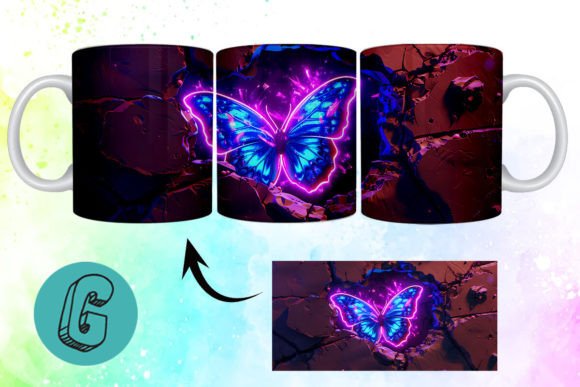 3D Fantasy Butterfly Mug Wrap Break 09: Creative Design Asset