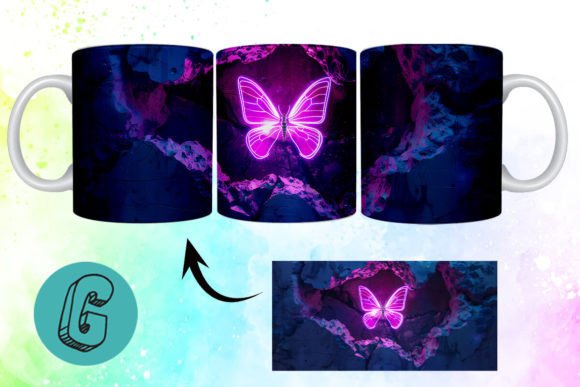 3D Fantasy Butterfly Mug Wrap Break 13