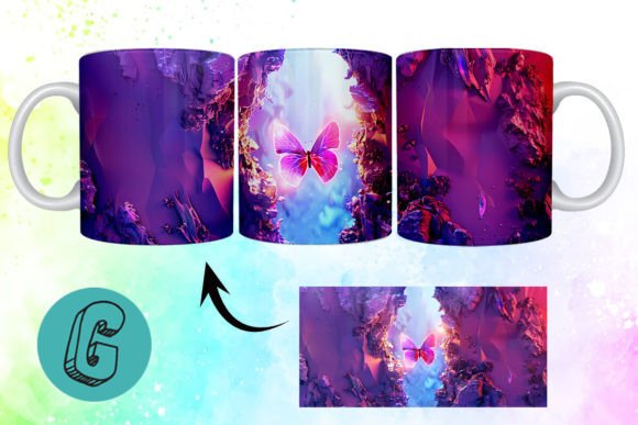 3D Fantasy Butterfly Mug Wrap: Your Next Creative Download