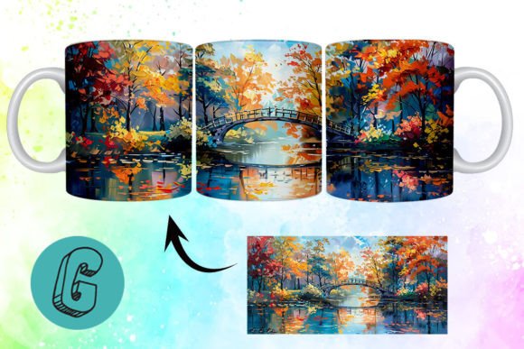 3D Oil Paint Autumn Park Mug Wrap