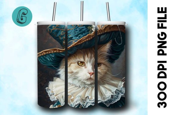 3D Oil Paint Elegant Cat Tumbler Wrap 26