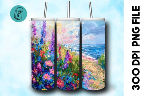 3D Oil Paint Floral Tumbler Wrap 32: A Digital Design Asset