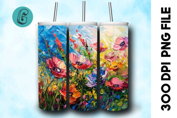 3D Oil Paint Floral Tumbler Wrap 34 Digital Download