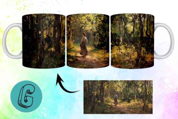 3D Oil Paint Forest Garden Mug Wrap 19: A Digital Asset