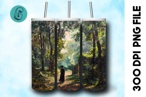 3D Oil Paint Forest Tumbler Wrap: A Creative Design Asset