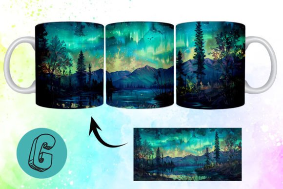 3D Oil Paint Northern Lights Mug Wrap: A Creative Download