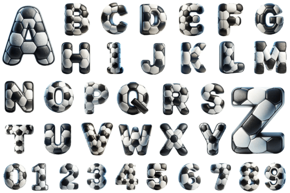 3D Soccer Alphabet & Number PNG: Creative Design Assets