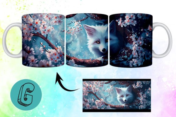 3D Valentine Fox Floral Mug Wrap 15: A Charming Design Asset