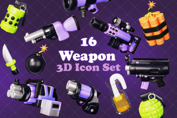 Cute Military Weapon 3D Icon Pack for Creative Projects