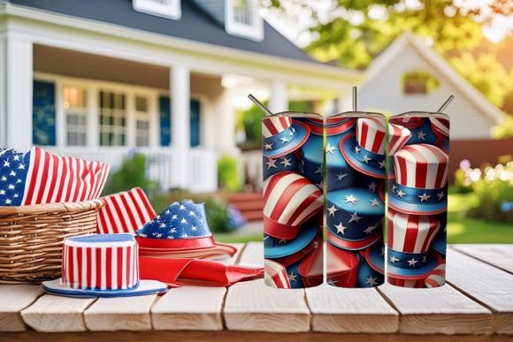 Patriotic 3D Hats 20oz Tumbler Wrap for a Bold Statement