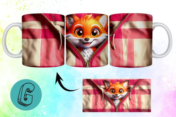 Valentine Cute Fox 3D Mug Wrap Design: A Creative Asset