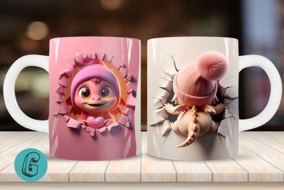 Valentine Dragon 3D Mug Wrap: A High-Quality Digital Download