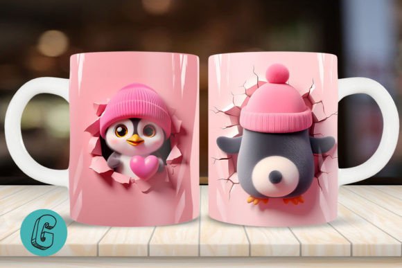 Valentine Penguin 3D Mug Wrap 2side (16)