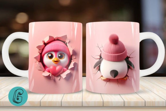 Valentine Penguin 3D Mug Wrap: Your Next Favorite Design Asset