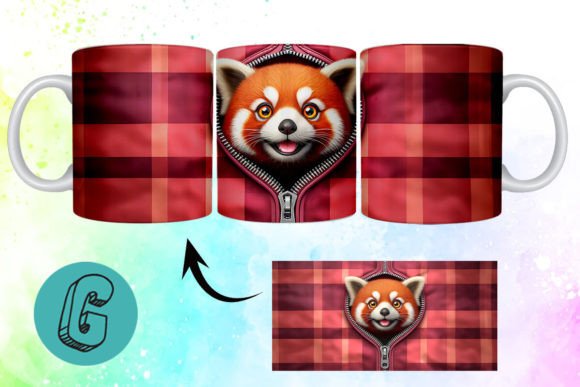 Valentine Red Panda 3D Mug Wrap (05): A Charming Design Asset