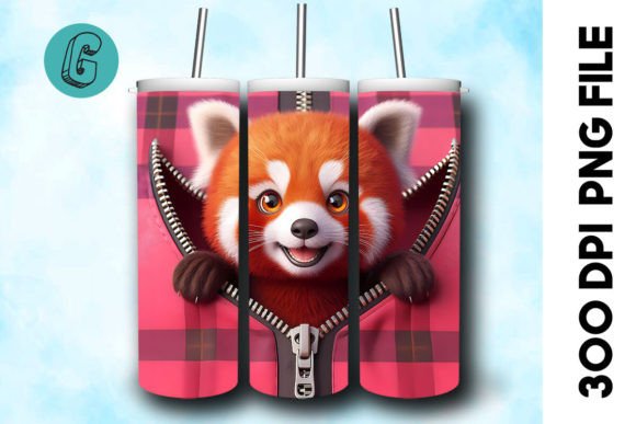 Valentine Red Panda 3D Tumbler Wrap